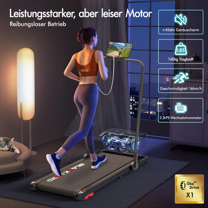 Laufband Walking Pad Klappbar 2,2 PS - Bluetooth LED bis 120kg