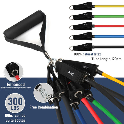 Fitnessbänder Widerstandsbänder 8 Stufen 300 lbs Jateka Türanker
