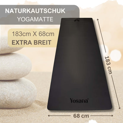 Yogamatte Naturkautschuk Ultra Grip - Extra Breit 68cm 4mm