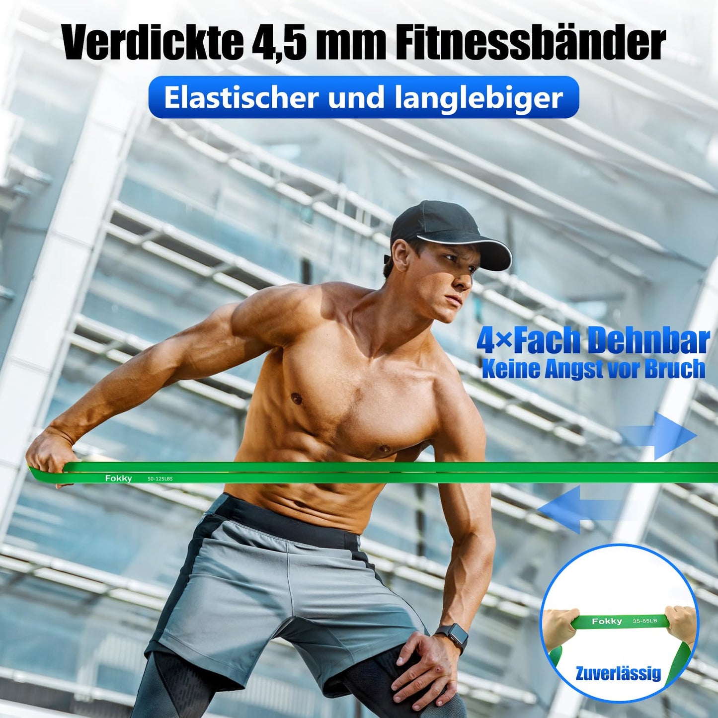 Fitnessbänder 4 Stufen Set - mit Türanker Griffen & Tragetasche
