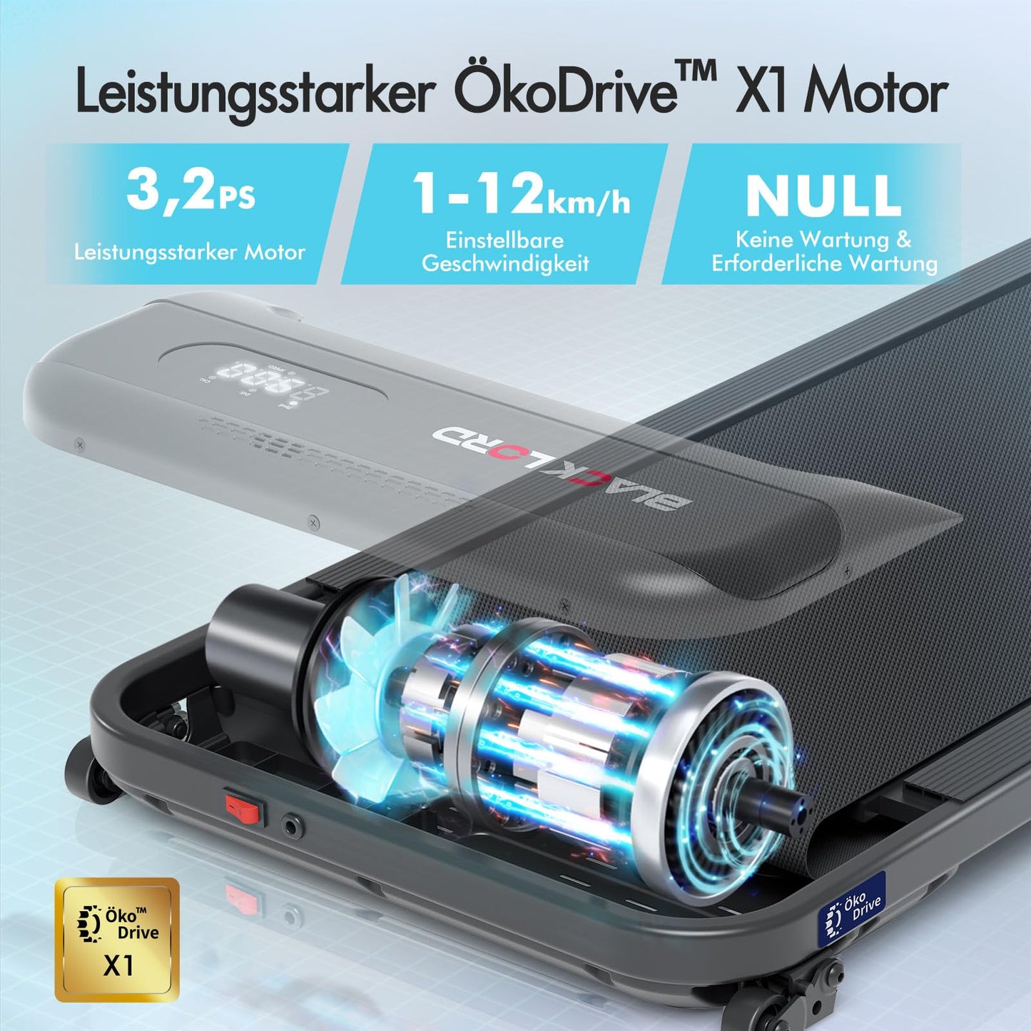 Laufband Walking Pad Klappbar 2,2 PS - Bluetooth LED bis 120kg