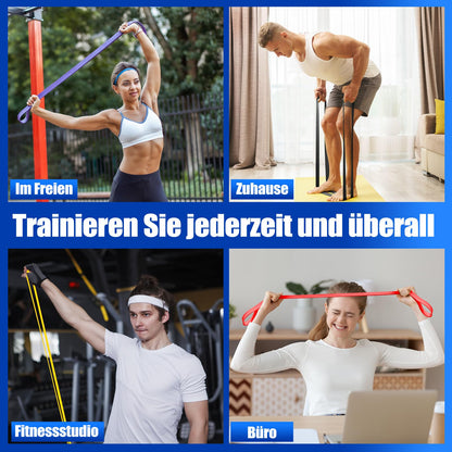Fitnessbänder 4 Stufen Set - mit Türanker Griffen & Tragetasche