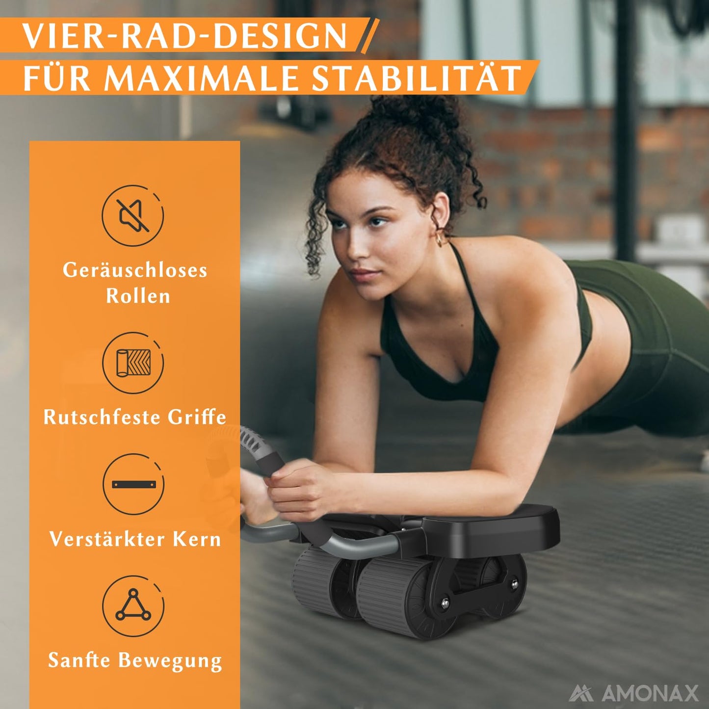 Bauchmuskeltrainer AB Roller 2-in-1 mit Kniematte - bis 150kg