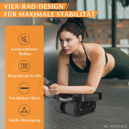 Bauchmuskeltrainer AB Roller 2-in-1 mit Kniematte - bis 150kg