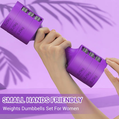 Sportneer Verstellbares Kurzhantel-Set - Kurzhanteln für Frauen, je 1-2,5 kg, 4-in-1 Kurzhantel-Set zu 2, Verstellbares Kurzhantel-Set für Heim-Fitnessstudio, Fitness, Krafttraining, Geschenk