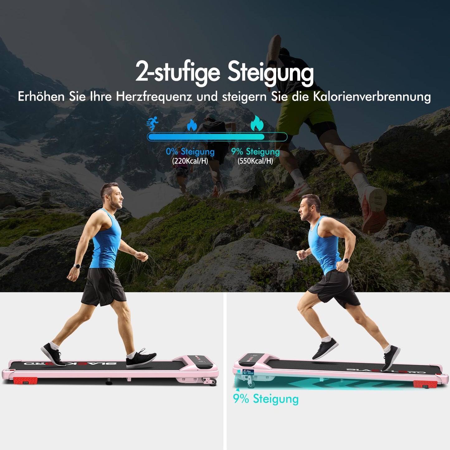 Laufband Walking Pad Klappbar 2,2 PS - Bluetooth LED bis 120kg