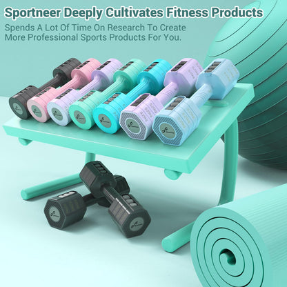 Sportneer Verstellbares Kurzhantel-Set - Kurzhanteln für Frauen, je 1-2,5 kg, 4-in-1 Kurzhantel-Set zu 2, Verstellbares Kurzhantel-Set für Heim-Fitnessstudio, Fitness, Krafttraining, Geschenk