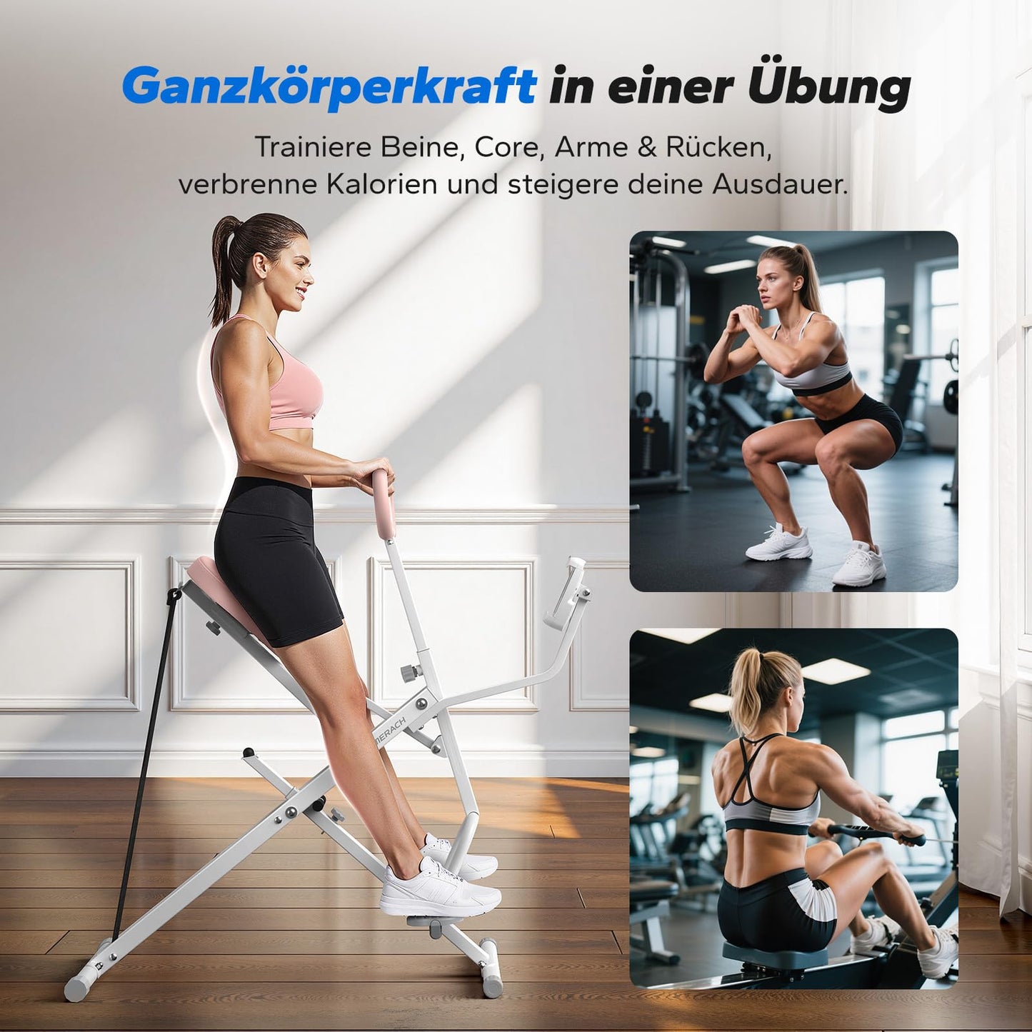 Squat Rudergerät 2-in-1 Klappbar - Gesäß Bein Training bis 160kg