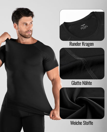 Niksa Funktionsshirt für Herren, Kurzarm, 2-teilig, Kompressionsshirt, Laufshirt, Sportshirt mit Rundhalsausschnitt, Fitnessshirt