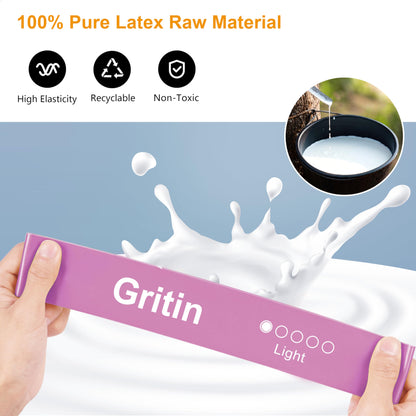 Fitnessbänder 5 Stufen Set 100% Latex - mit Tragetasche & Anleitung