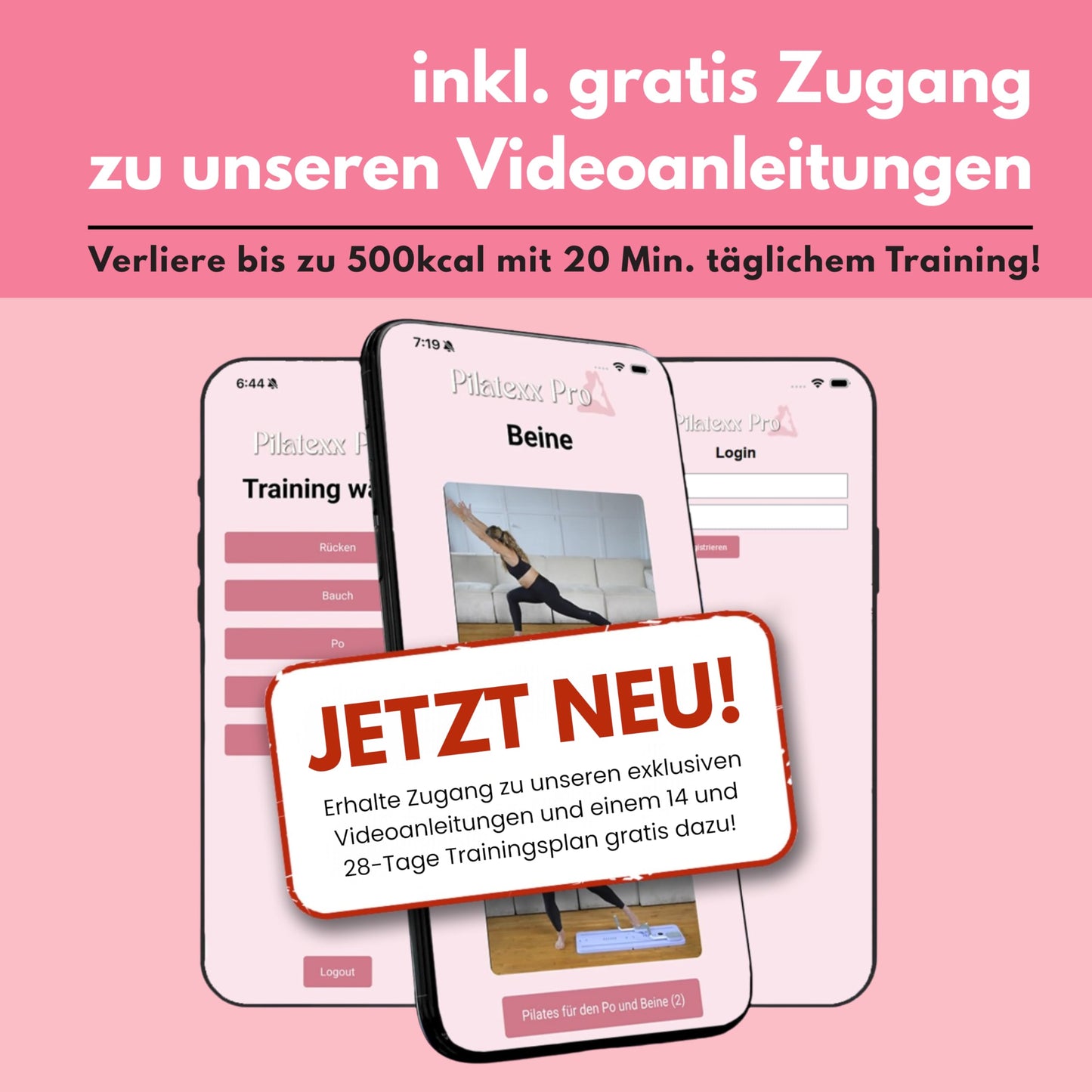 Pro – Klappbarer Pilates-Reformer & Heimtrainer – Über 50 Übungen mit Videoanleitungen – Inklusive Timer, Widerstandsbändern, Griffen & Kniepolstern – Ganzkörpertraining