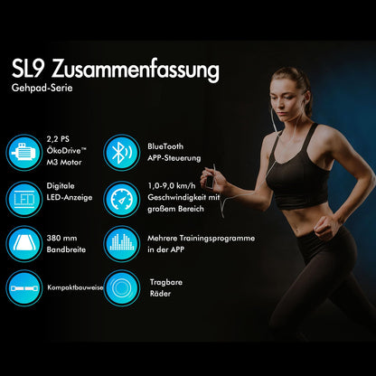 Laufband Walking Pad Klappbar 2,2 PS - Bluetooth LED bis 120kg