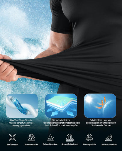 Niksa Funktionsshirt für Herren, Kurzarm, 2-teilig, Kompressionsshirt, Laufshirt, Sportshirt mit Rundhalsausschnitt, Fitnessshirt