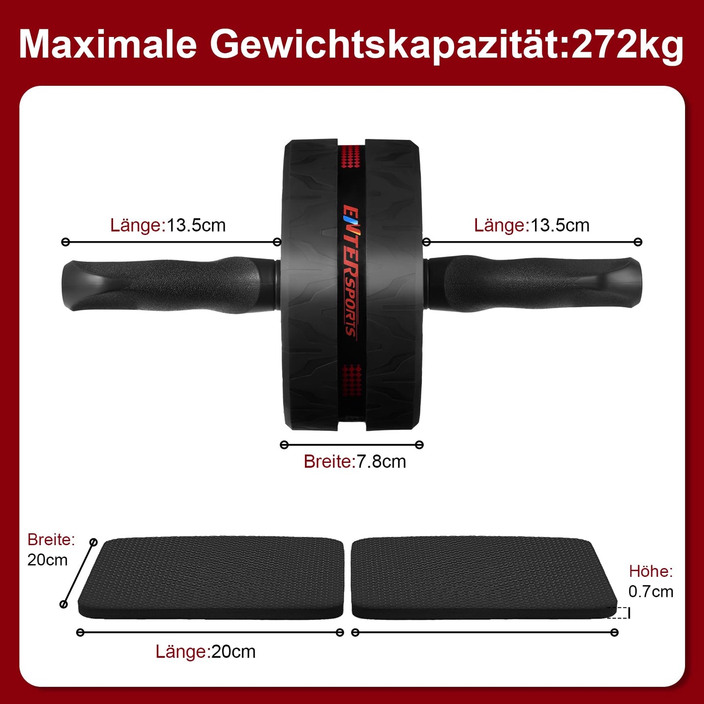 Bauchmuskeltrainer Set Widerstandsbänder Liegestütze Kniematte
