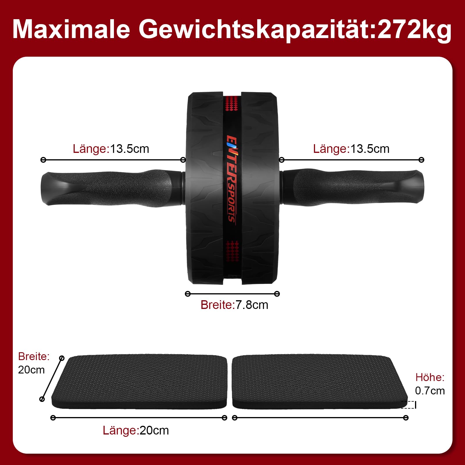 Bauchmuskeltrainer Set Widerstandsbänder Liegestütze Kniematte
