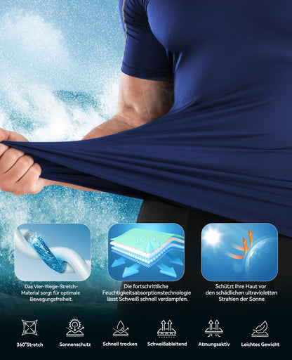 Niksa Funktionsshirt für Herren, Kurzarm, 2-teilig, Kompressionsshirt, Laufshirt, Sportshirt mit Rundhalsausschnitt, Fitnessshirt