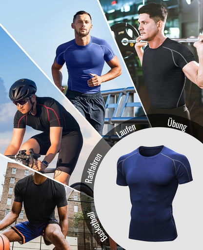 Niksa Funktionsshirt für Herren, Kurzarm, 2-teilig, Kompressionsshirt, Laufshirt, Sportshirt mit Rundhalsausschnitt, Fitnessshirt