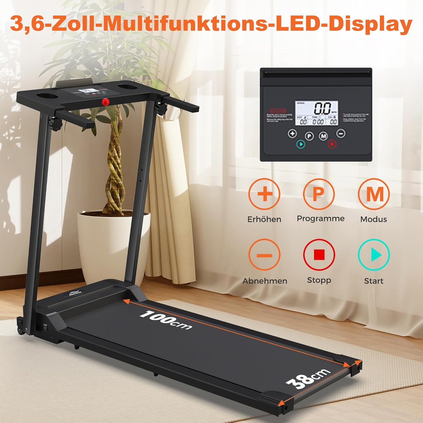 Laufband klappbar bis 136kg belastbar leiser Motor
