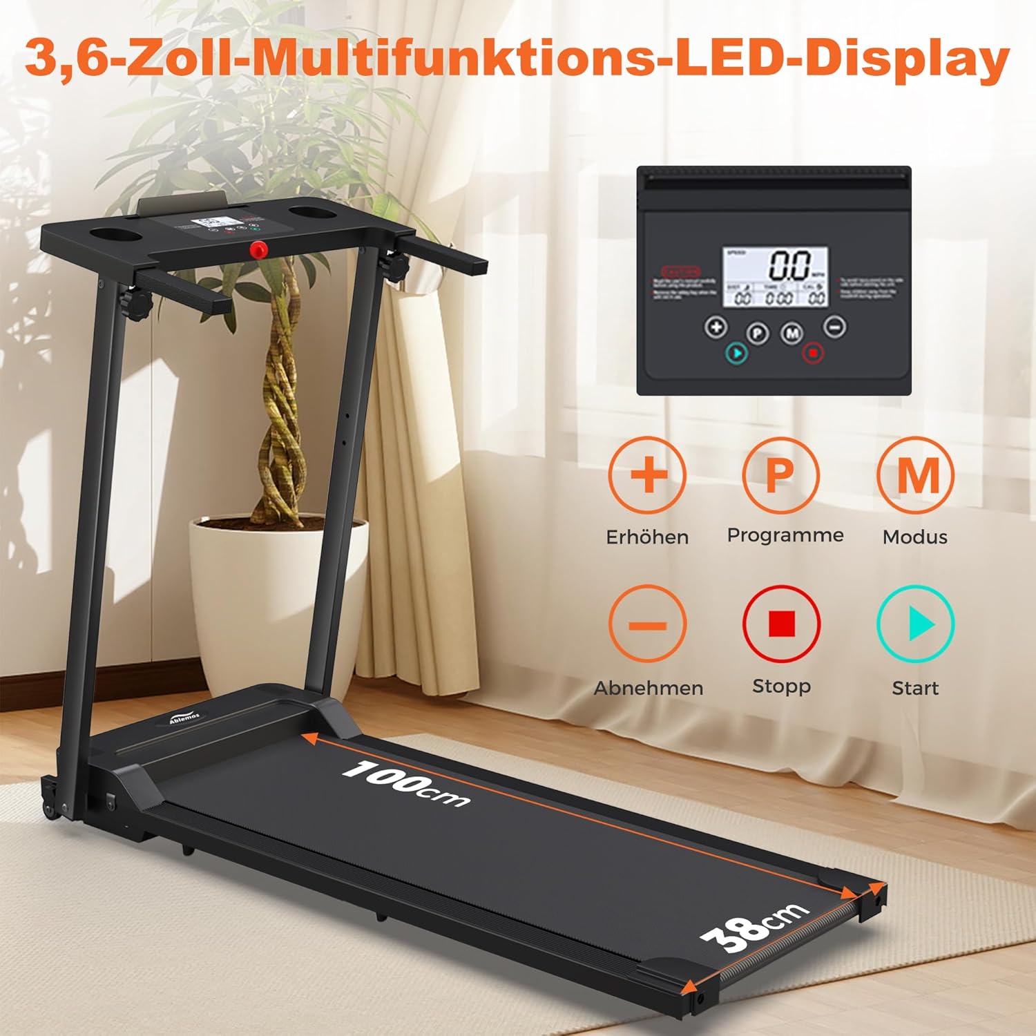 Laufband klappbar bis 136kg belastbar leiser Motor
