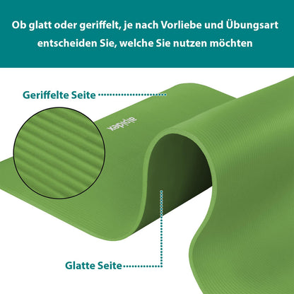 ALPIDEX Yogamatte 183 x 60 x 0,8 cm phthalatfreie Fitnessmatte mit Tragegurt, rutschfest, für Gymnastik, Pilates, Sport, Physiotherapie, HiiT, Yoga, Training und Schlafmatte, hautfreundlich