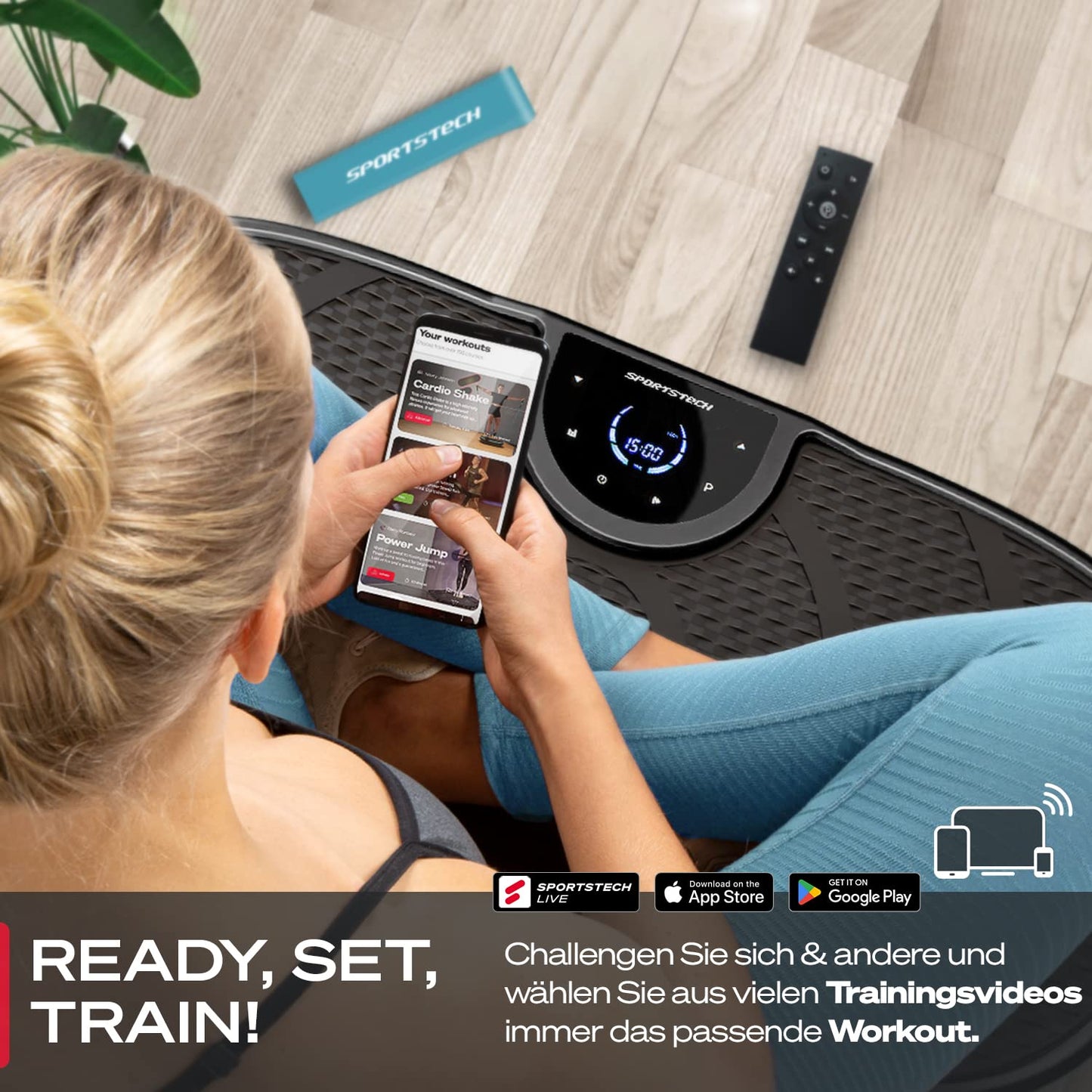 Vibrationsplatte Sportstech VP250 - 180 Stufen Bluetooth bis 120kg