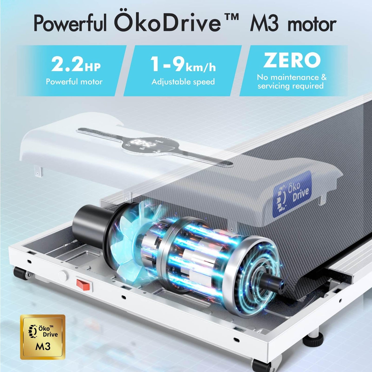 Laufband Walking Pad Klappbar 2,2 PS - Bluetooth LED bis 120kg