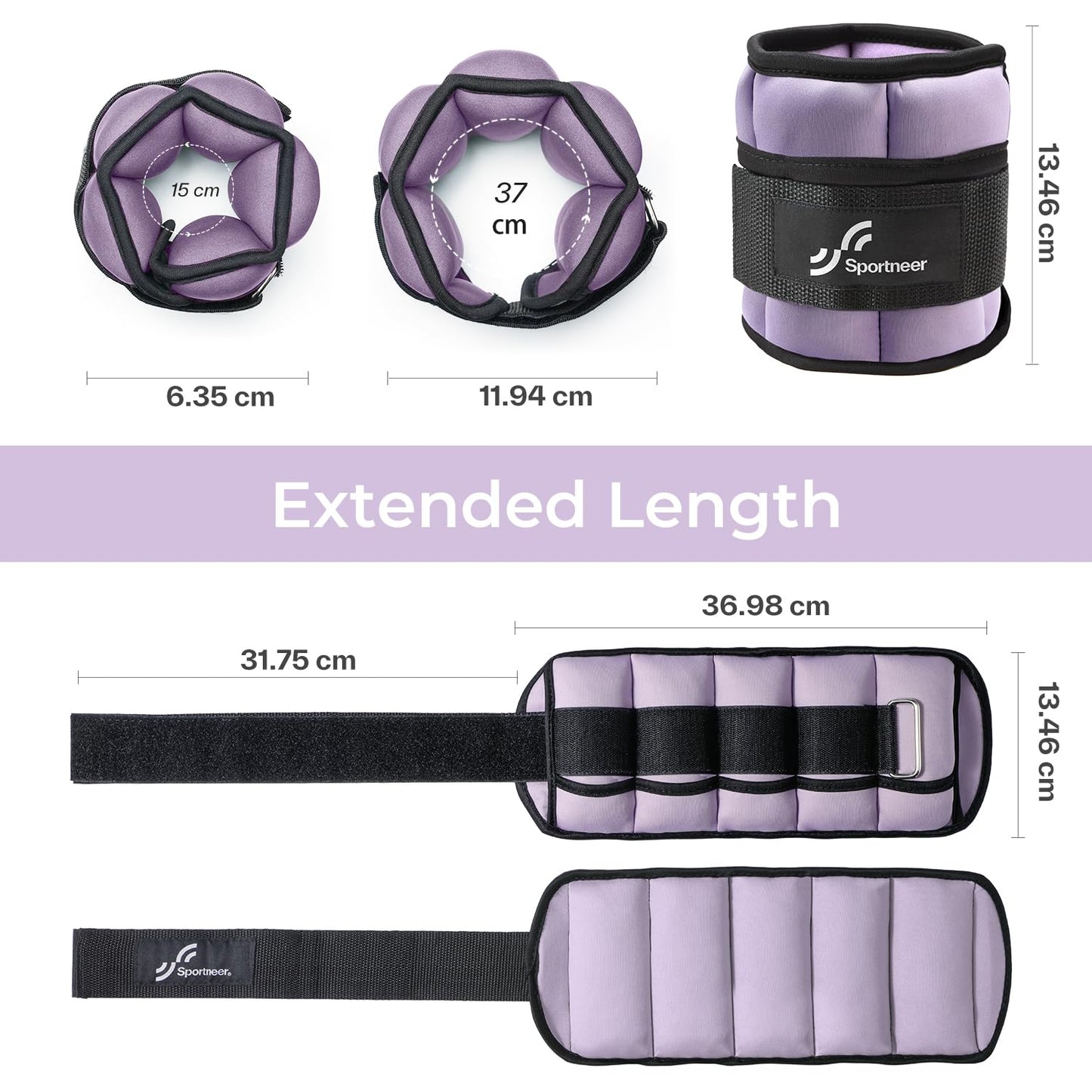 Knöchelgewichte Verstellbar 2er Pack - 0,45-2,25kg pro Knöchel