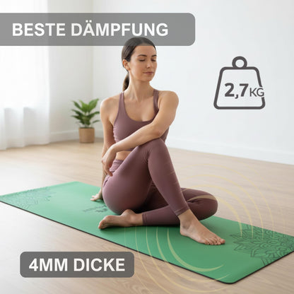 Yogamatte Naturkautschuk Ultra Grip - Extra Breit 68cm 4mm