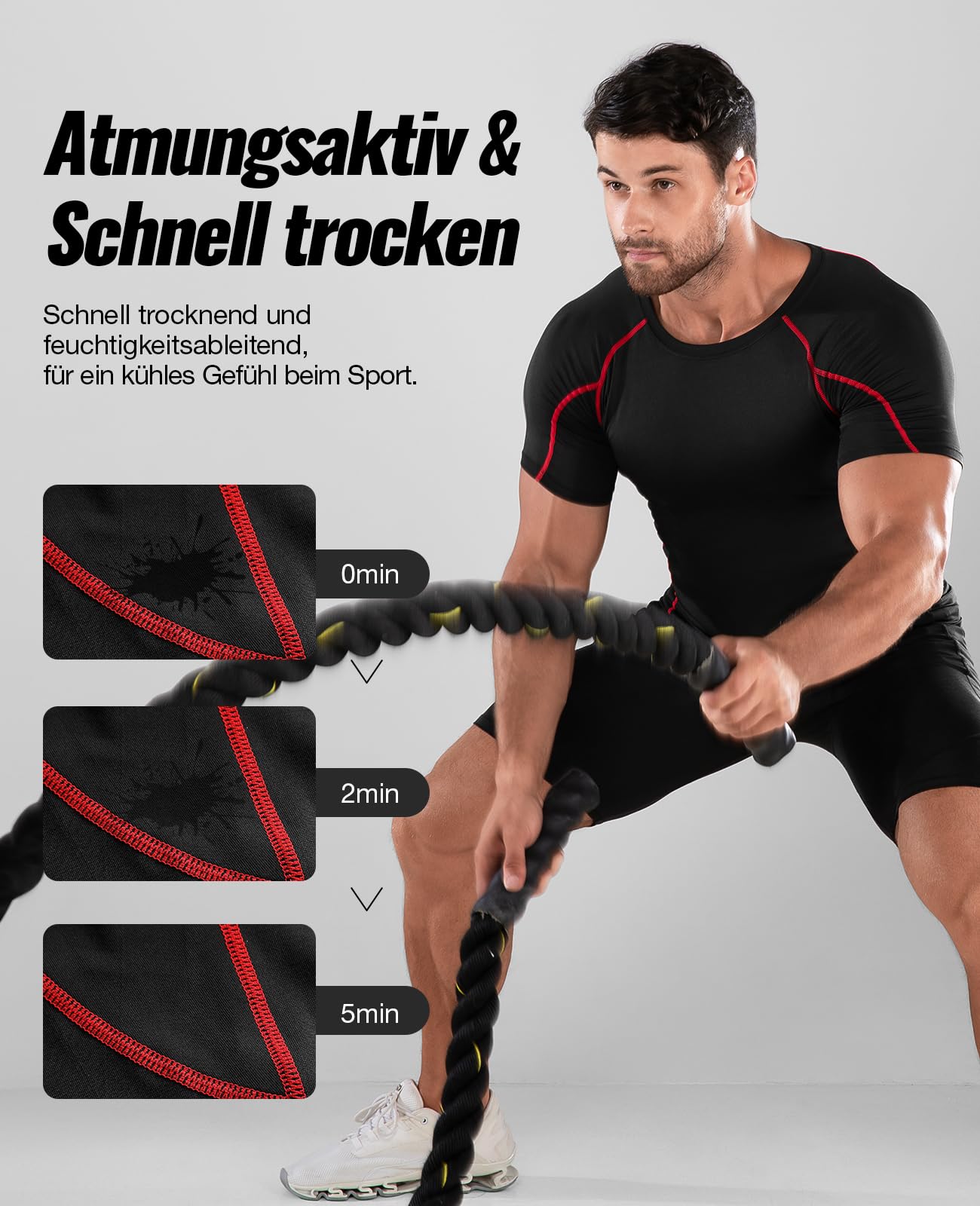 Niksa Funktionsshirt für Herren, Kurzarm, 2-teilig, Kompressionsshirt, Laufshirt, Sportshirt mit Rundhalsausschnitt, Fitnessshirt