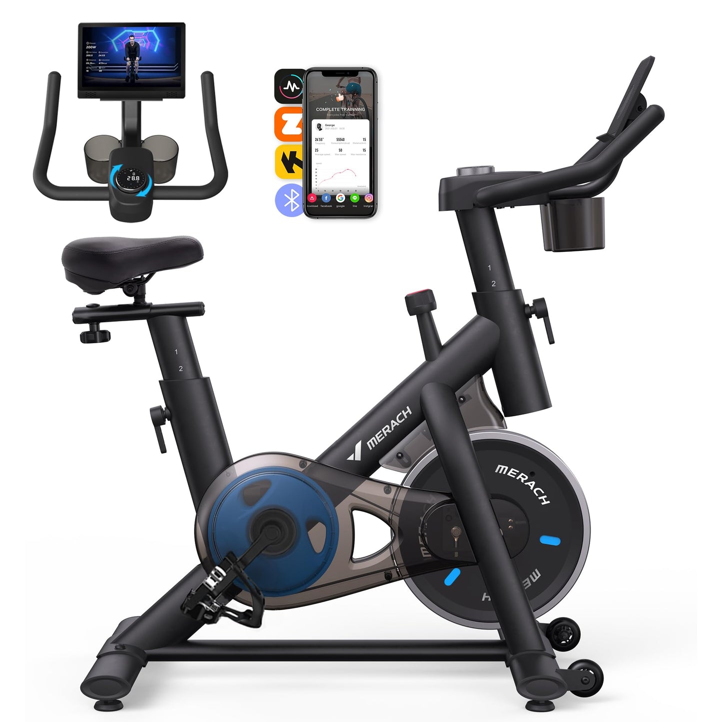 Heimtrainer mit Merach App Online Trainer Cardio Training
