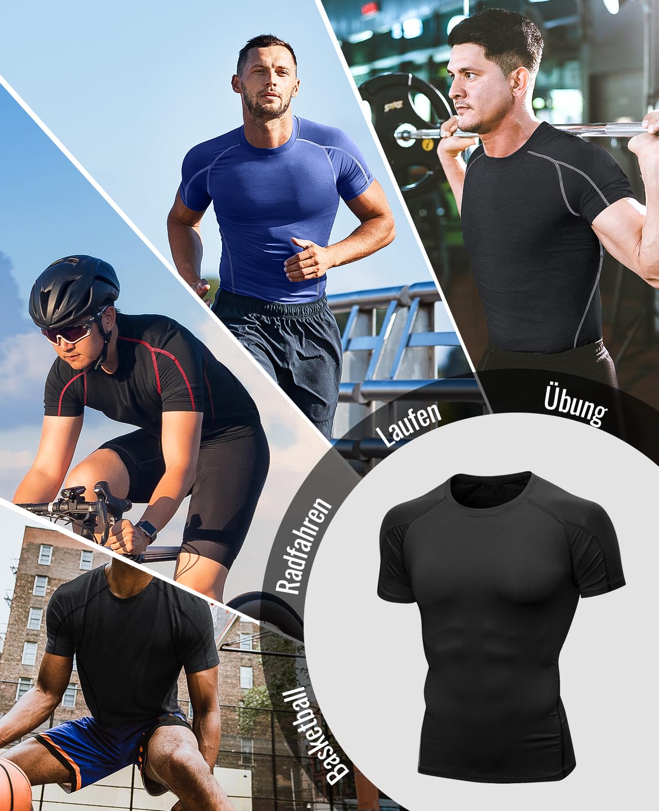 Niksa Funktionsshirt für Herren, Kurzarm, 2-teilig, Kompressionsshirt, Laufshirt, Sportshirt mit Rundhalsausschnitt, Fitnessshirt