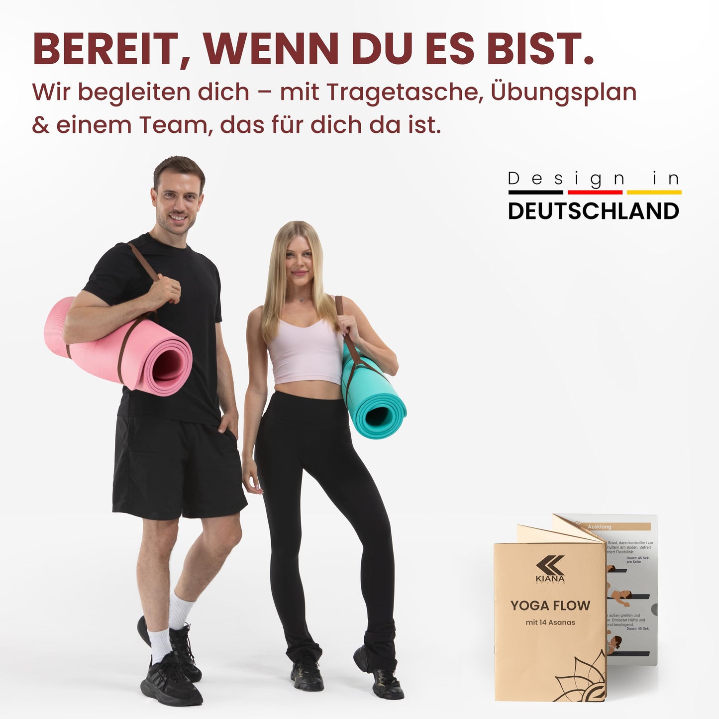 Yogamatte Rutschfest Gelenkschonend - 2 Dicken 1,0 & 1,5 cm NBR