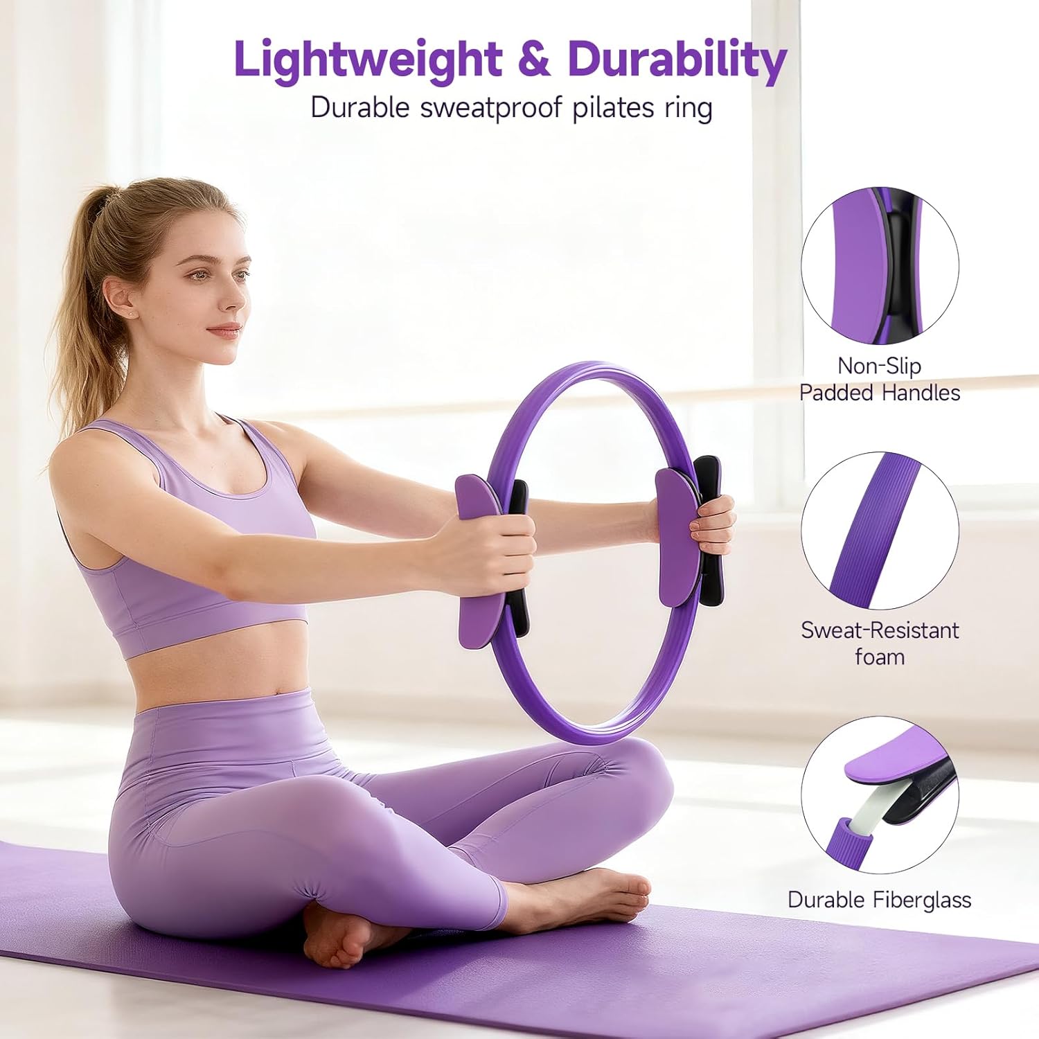 Pilates Ring 34cm mit 4 Widerstandsbändern 7-20kg
