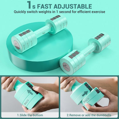 Sportneer Verstellbares Kurzhantel-Set - Kurzhanteln für Frauen, je 1-2,5 kg, 4-in-1 Kurzhantel-Set zu 2, Verstellbares Kurzhantel-Set für Heim-Fitnessstudio, Fitness, Krafttraining, Geschenk