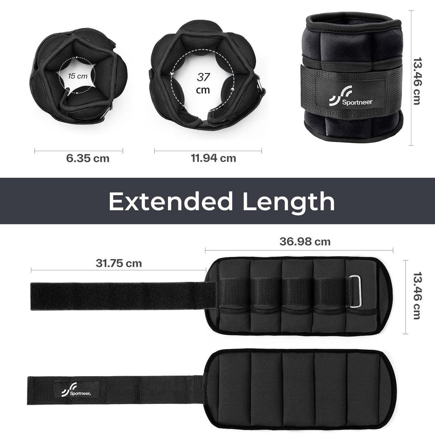 Knöchelgewichte Verstellbar 2er Pack - 0,45-2,25kg pro Knöchel