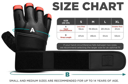 RDX Fitnesshandschuhe Maya Leder - 50cm Handgelenkschutz Gepolstert