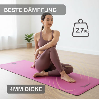 Yogamatte Naturkautschuk Ultra Grip - Extra Breit 68cm 4mm