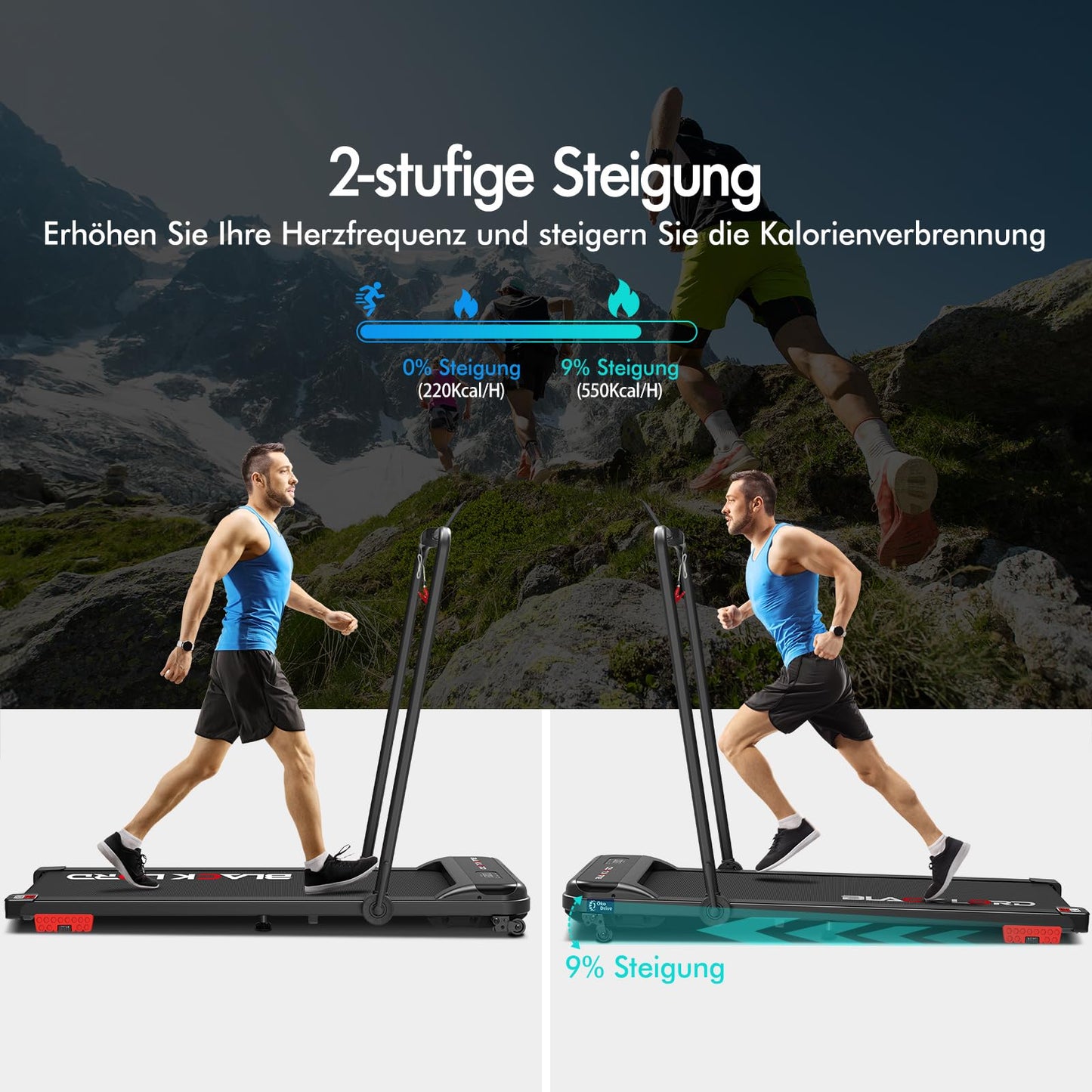 Laufband Walking Pad Klappbar 2,2 PS - Bluetooth LED bis 120kg