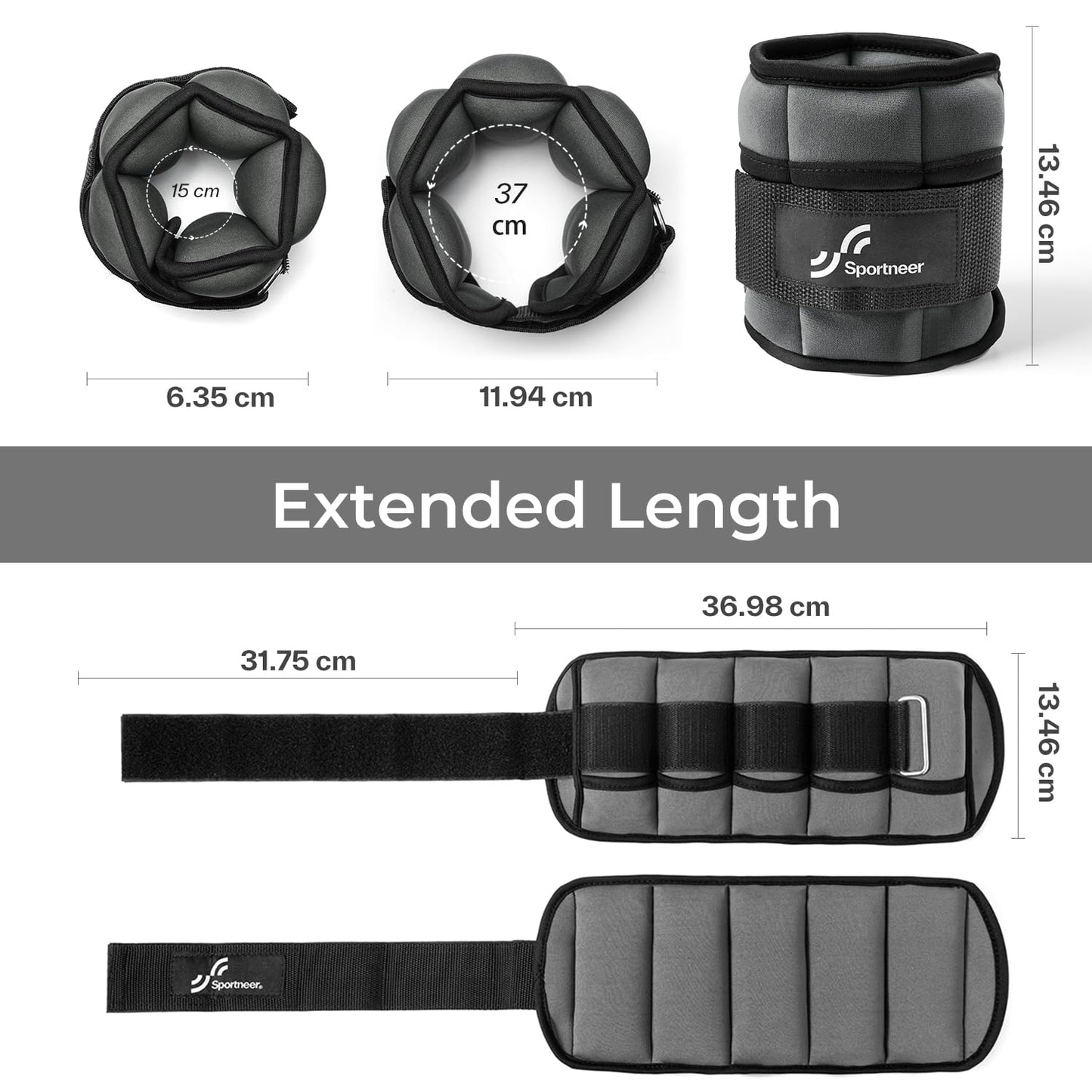 Knöchelgewichte Verstellbar 2er Pack - 0,45-2,25kg pro Knöchel