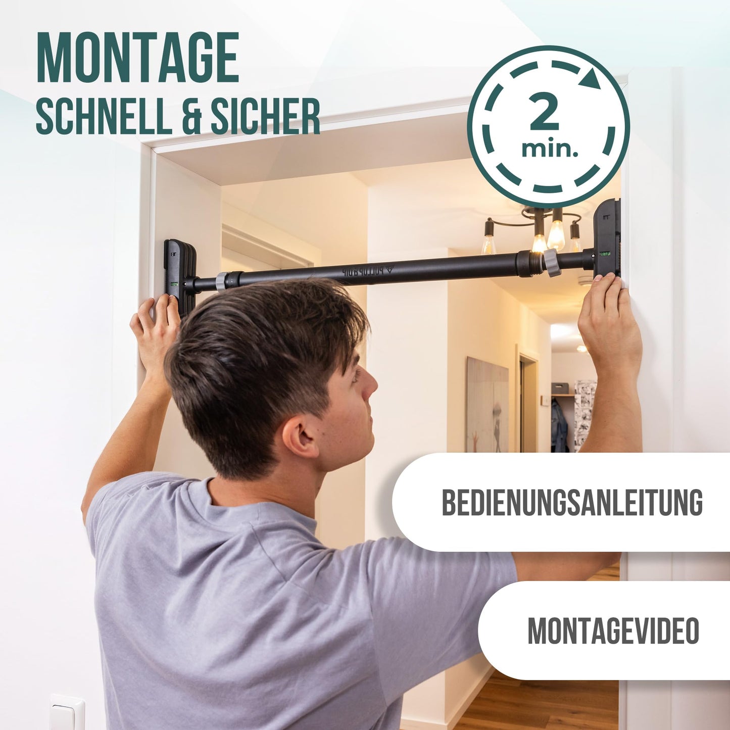 Klimmzugstange Türrahmen ohne Schrauben - Kein Abrutschen bis 110kg