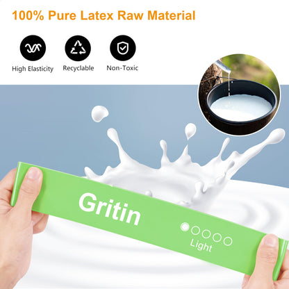 Fitnessbänder 5 Stufen Set 100% Latex - mit Tragetasche & Anleitung