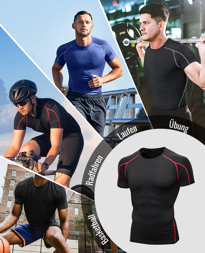 Niksa Funktionsshirt für Herren, Kurzarm, 2-teilig, Kompressionsshirt, Laufshirt, Sportshirt mit Rundhalsausschnitt, Fitnessshirt