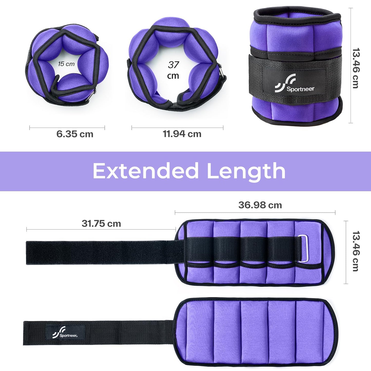 Knöchelgewichte Verstellbar 2er Pack - 0,45-2,25kg pro Knöchel