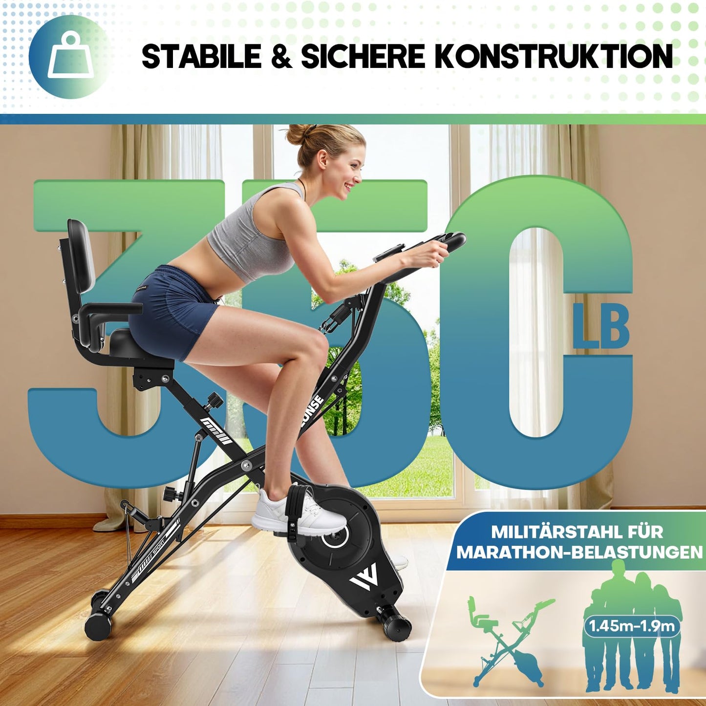 Heimtrainer Fahrrad 5-in-1 Klappbar - 16 Stufen 10dB Leise bis 160kg