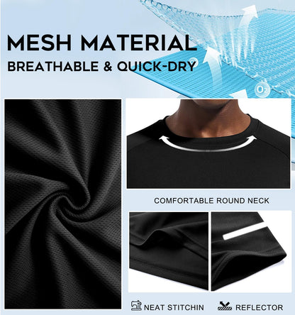 Sport T-Shirt Herren 3er/5er Pack - Atmungsaktiv & Schnelltrocknend