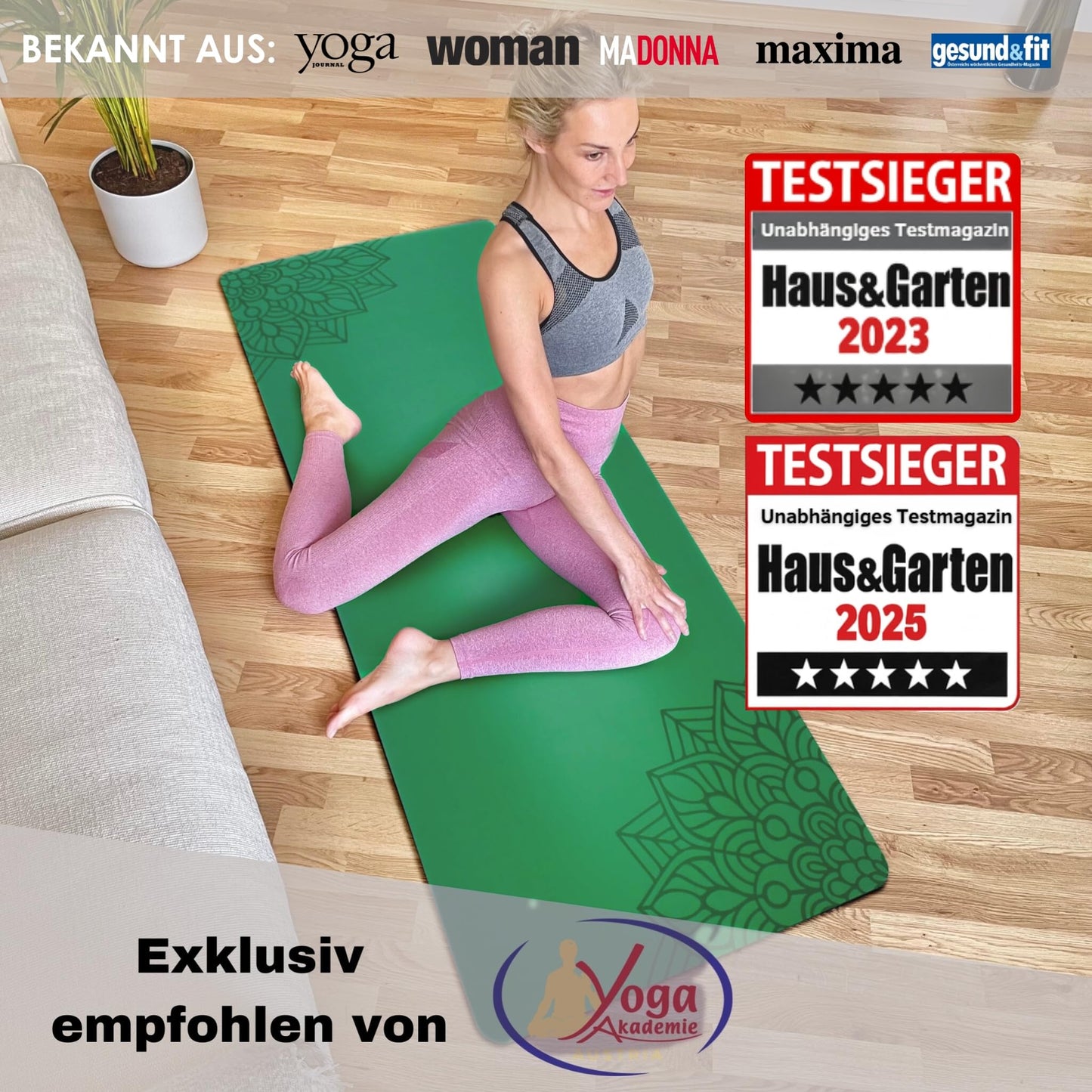 Yogamatte Naturkautschuk Ultra Grip - Extra Breit 68cm 4mm