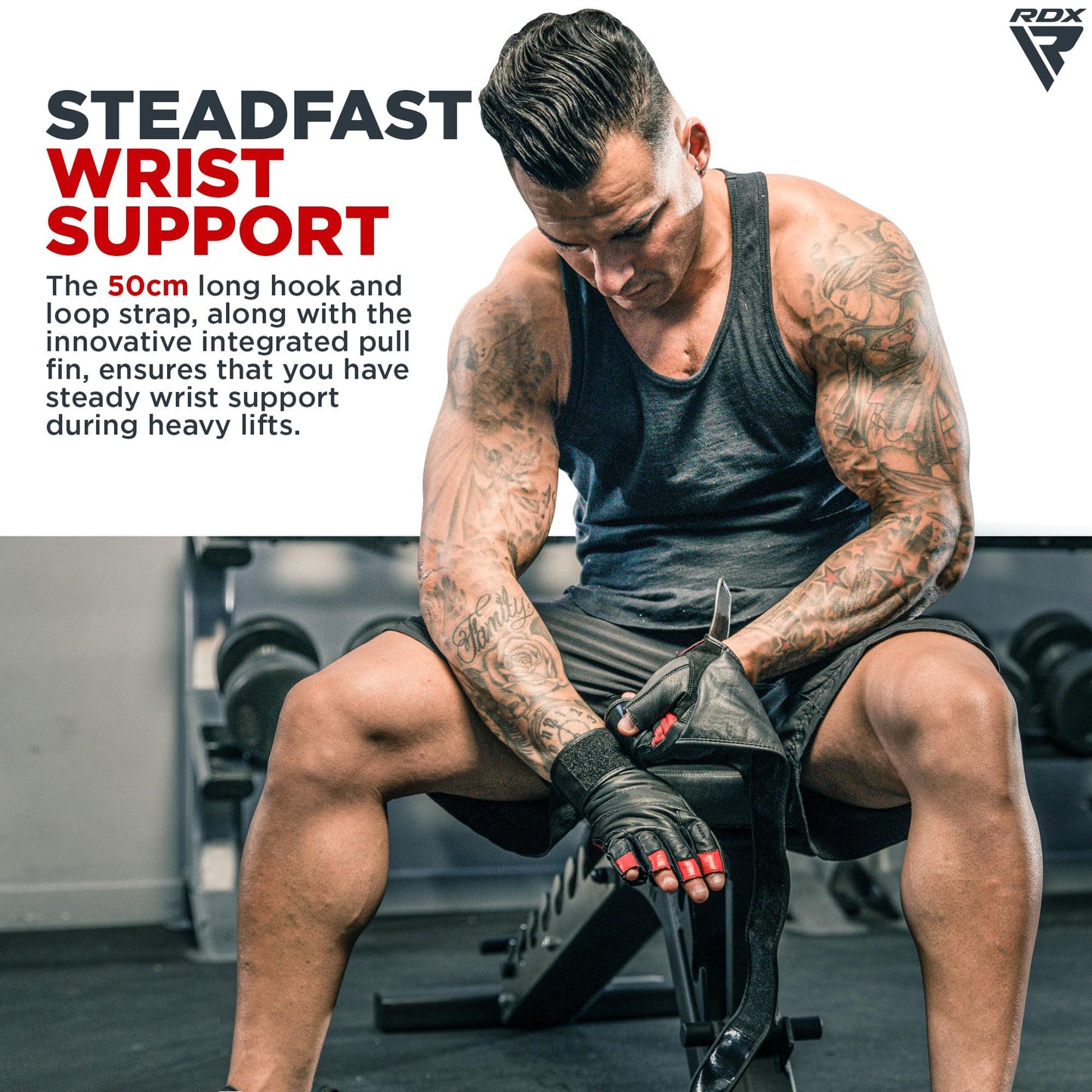 RDX Fitnesshandschuhe Maya Leder - 50cm Handgelenkschutz Gepolstert