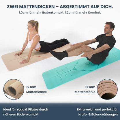 Yogamatte Rutschfest Gelenkschonend - 2 Dicken 1,0 & 1,5 cm NBR