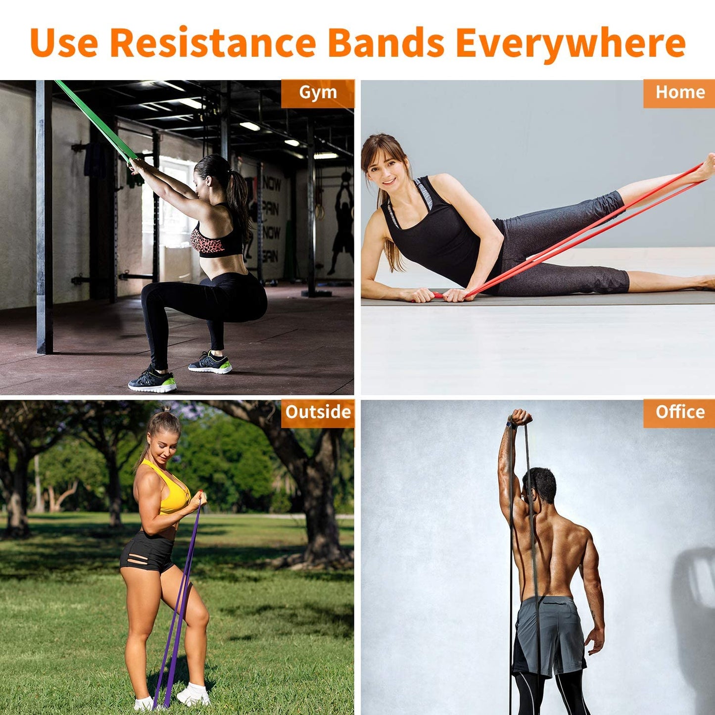 Widerstandsbänder 4 Stufen Set - mit Türanker & Griffen Fitnessbänder