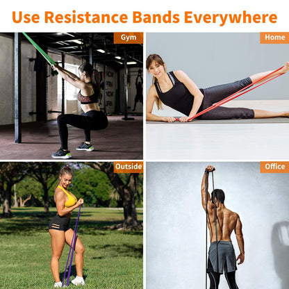 Widerstandsbänder 4 Stufen Set - mit Türanker & Griffen Fitnessbänder